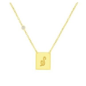 Savvy‎ Cie 18k Gold Vermeil Script Initial Pendant Necklace Letter S